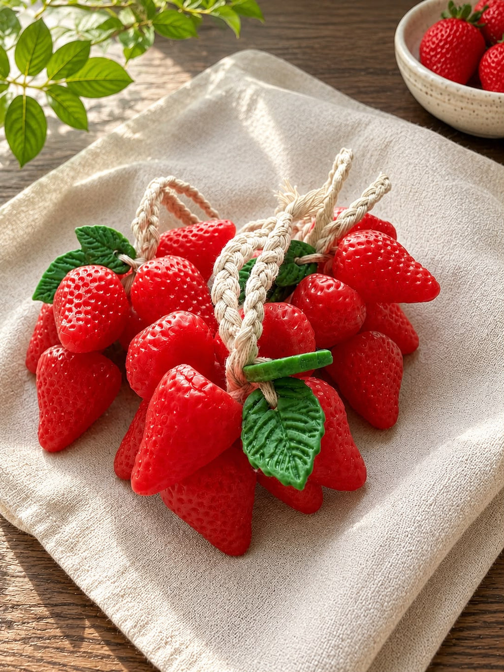 Small strawberry soap on a rope, Bright Berry Soap
