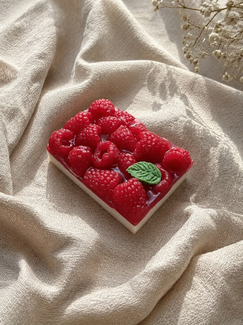 Handmade raspberry soap with apple and berry fragrance